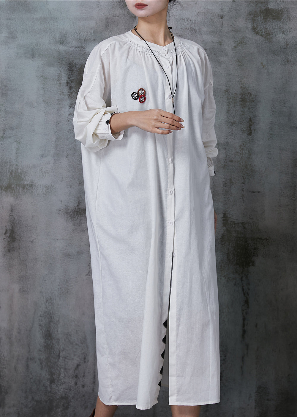 Art White Oversized Cotton Maxi Dress Spring