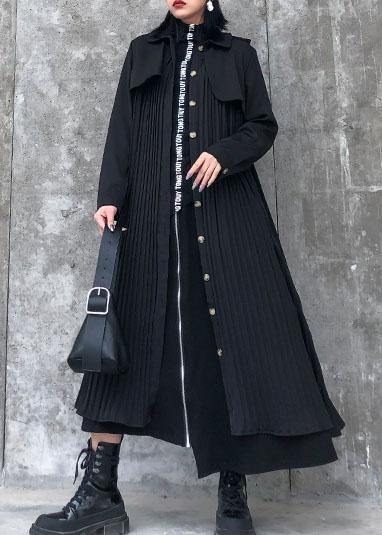 Beautiful black cotton quilting clothes lapel Cinched Maxi Dresses