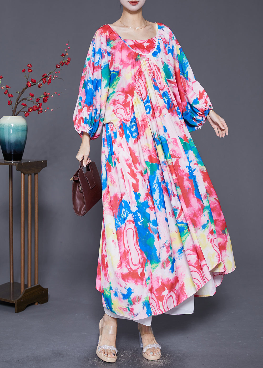 Bohemian Oversized Tie Dye Exra Large Hem Cotton Beach Dresses Fall