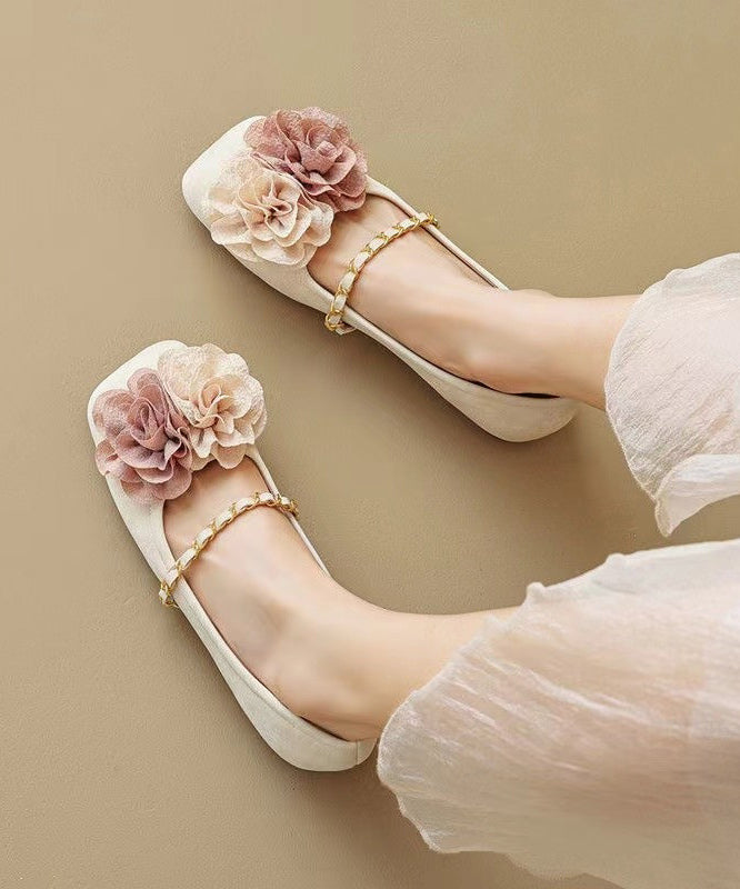 Boutique Comfortable Splicing Floral Beige Flats Shoes