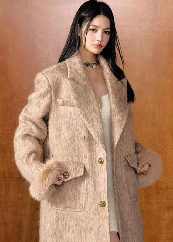 Boutique Woolen Notched Button Long Coat Winter