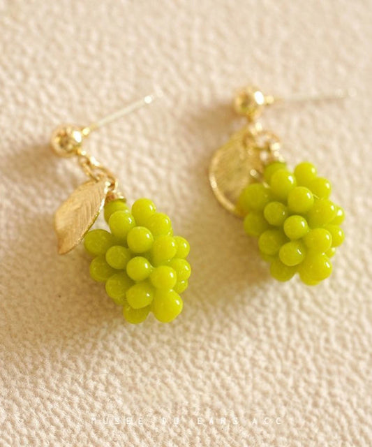 DIY Green Sterling Silver Overgild Grape Drop Earrings