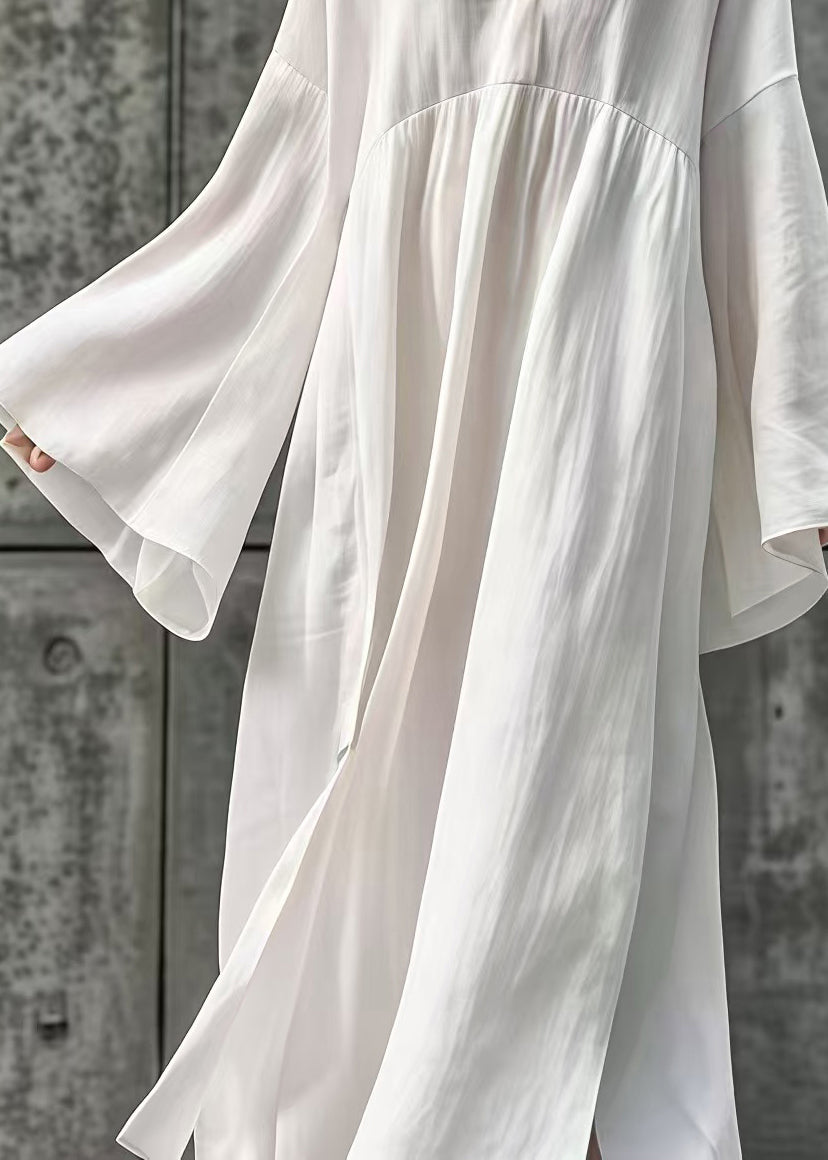 DIY White Oversized Cotton Long Dress Flare Sleeve