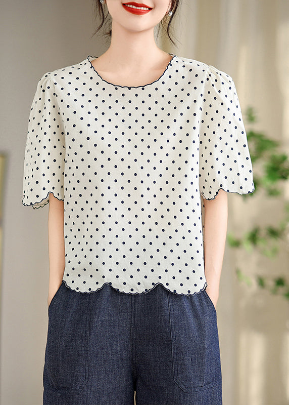 Elegant Black O-Neck Print Shirts Summer