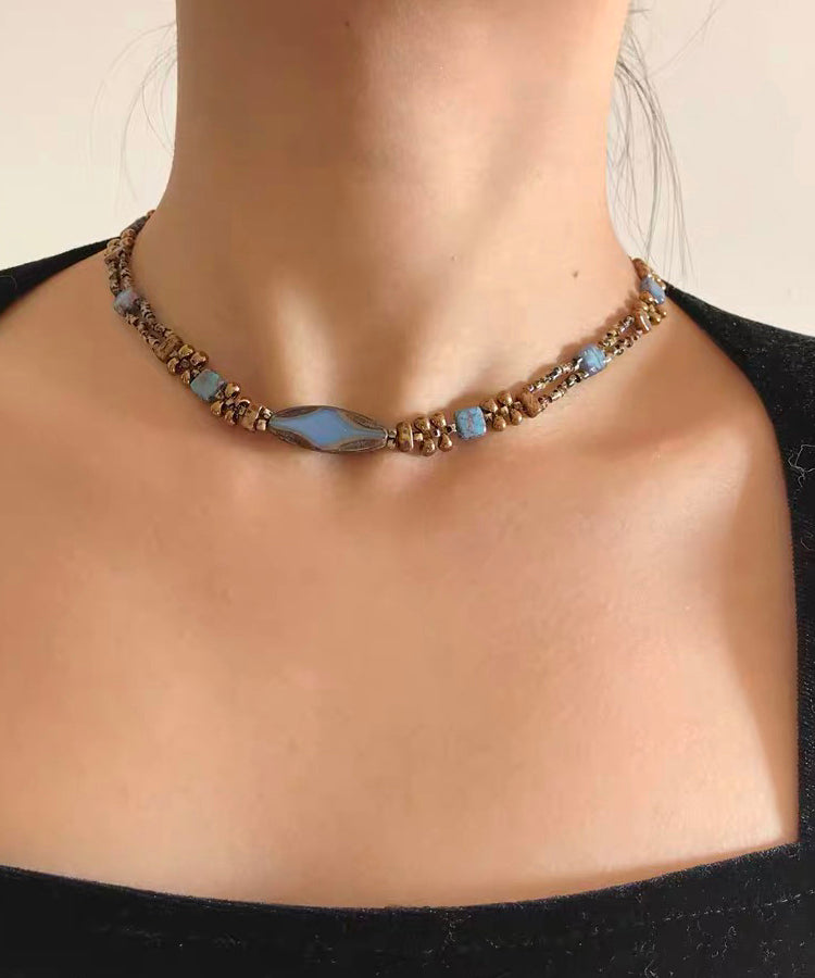 Fine Blue Copper Overgild Beading Gratuated Bead Necklace