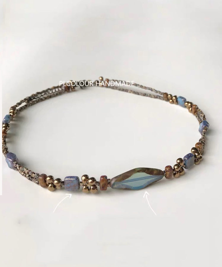 Fine Blue Copper Overgild Beading Gratuated Bead Necklace