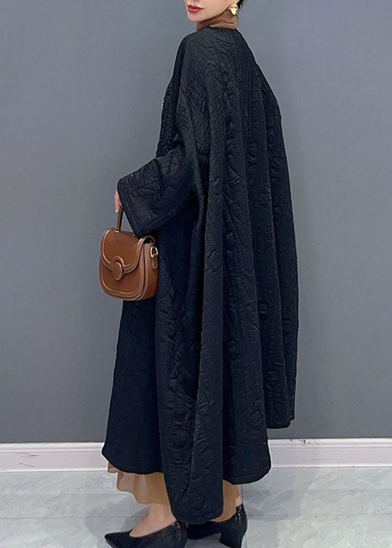 Italian Green V Neck Pockets Maxi Coats Long Sleeve