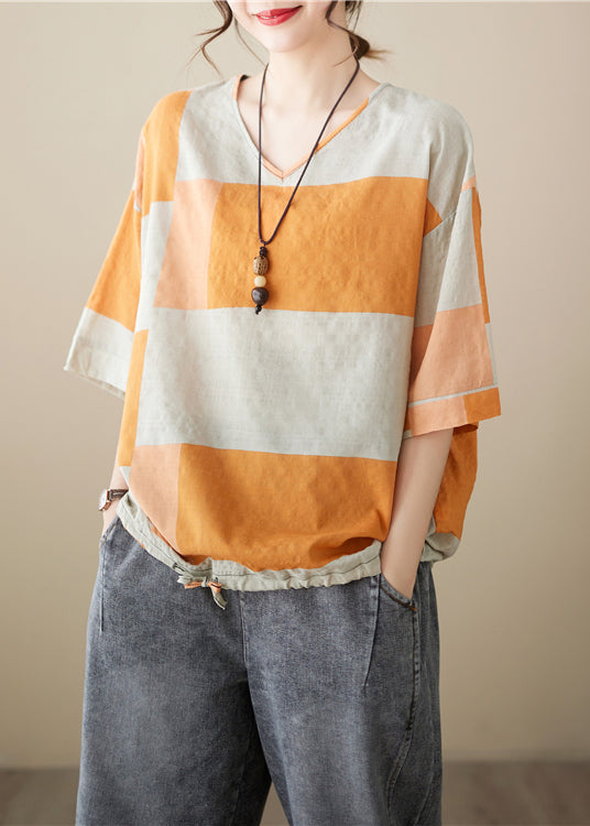 Italian Orange Oversized Drawstring Cotton Shirt Summer