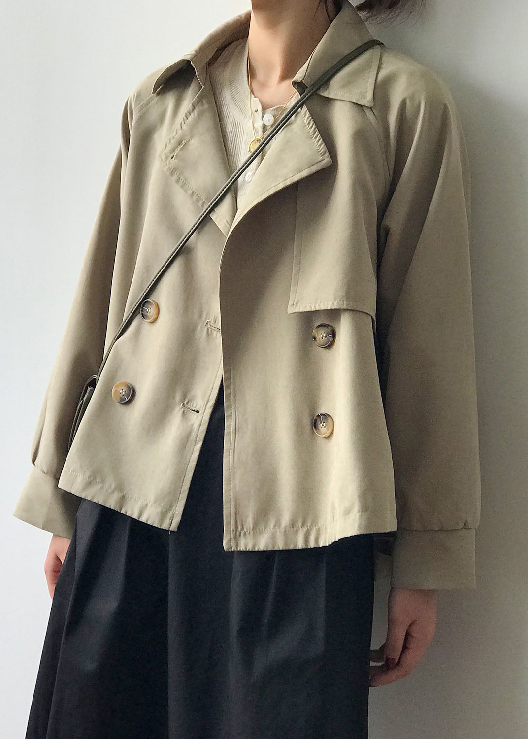 Loose Khaki Peter Pan Collar Patchwork Button Trench Coats Sprin