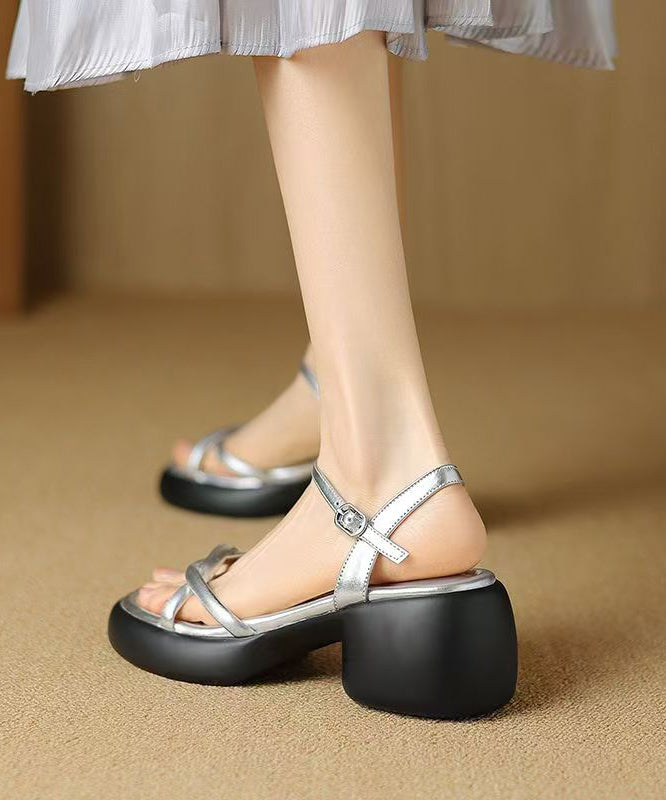 New Chinese Style Green Chunky Heel Sandals Peep Toe