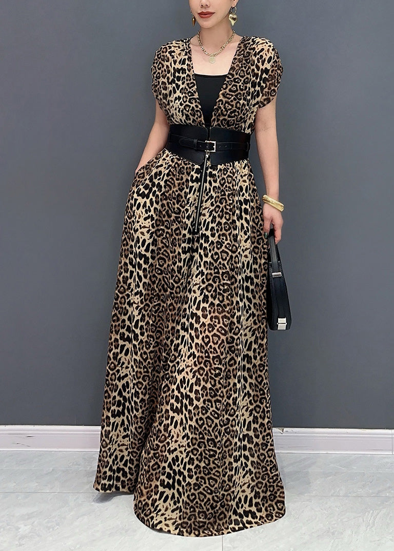 Organic Leopard Print Flattering Jumpsuits Summer