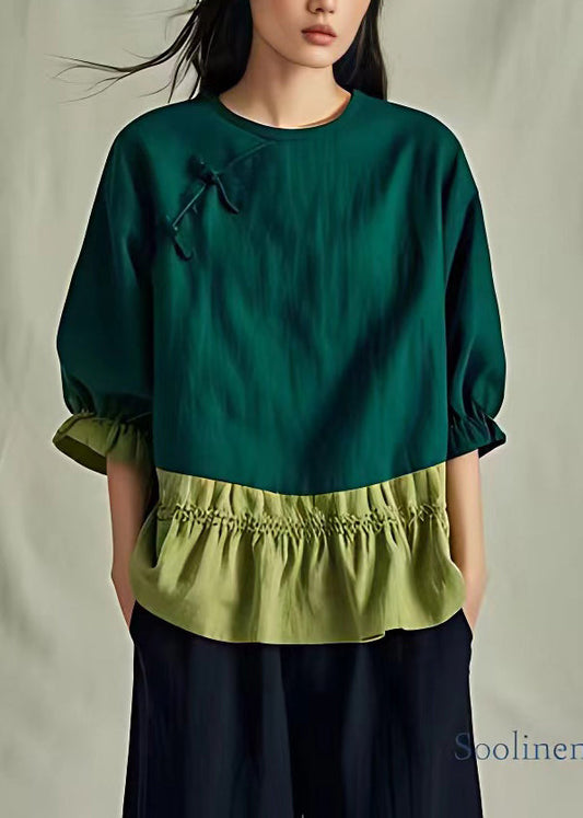 Plus Size Green Patchwork T Shirts Summer