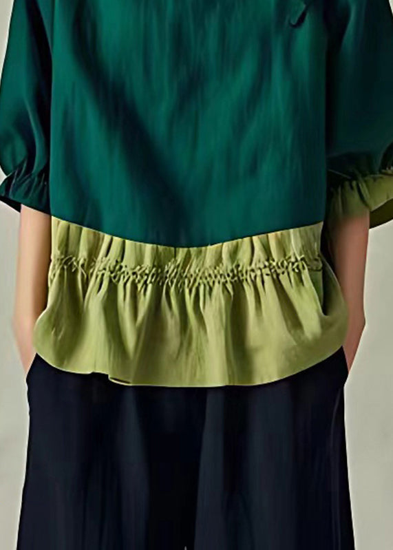 Plus Size Green Patchwork T Shirts Summer