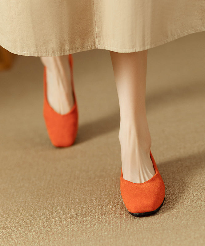 Simple Comfortable Flats Penny Loafers Orange Suede