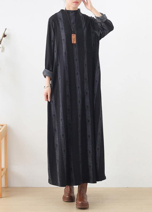 new casual base dress black prints ethnic style long dresses