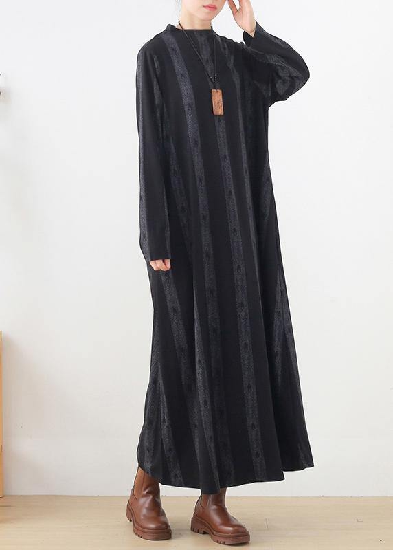 new casual base dress black prints ethnic style long dresses