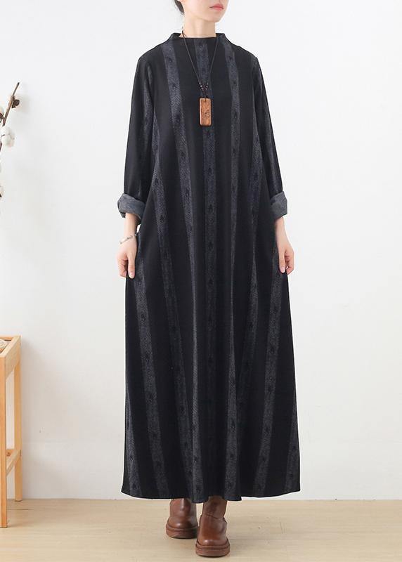 new casual base dress black prints ethnic style long dresses