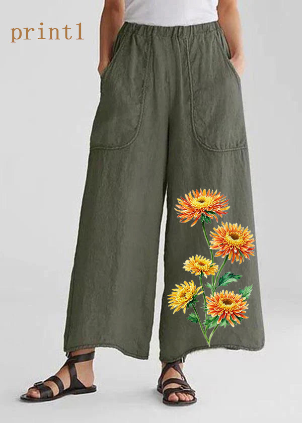 Pantalon décontracté à jambe large lâche de coton