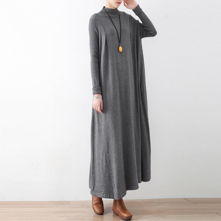 2021 Robes maxi tricot gris hiver