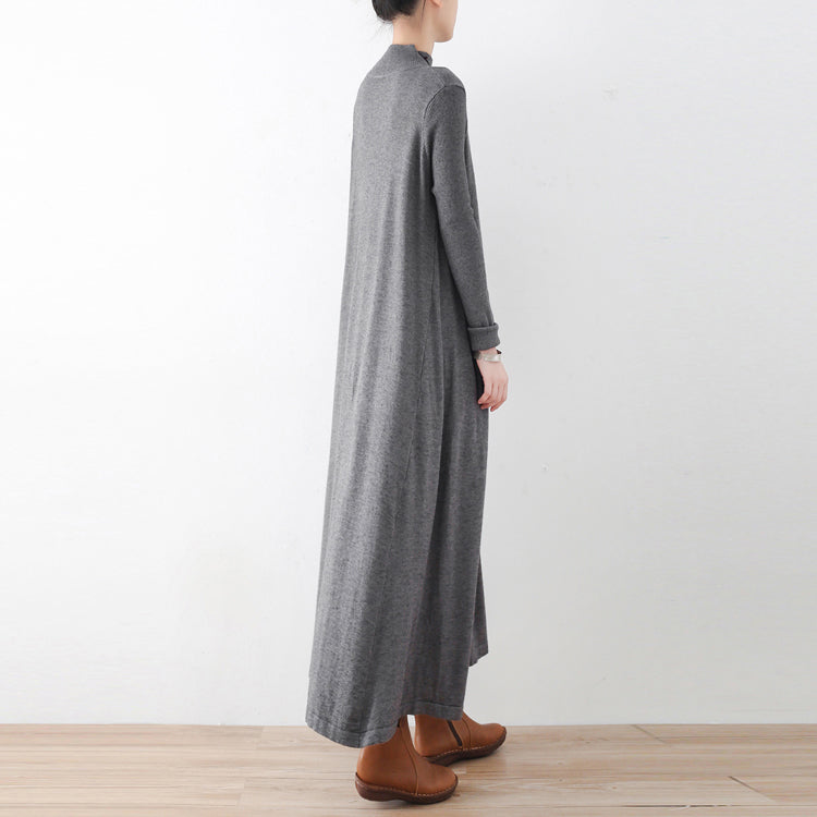 2021 Robes maxi tricot gris hiver