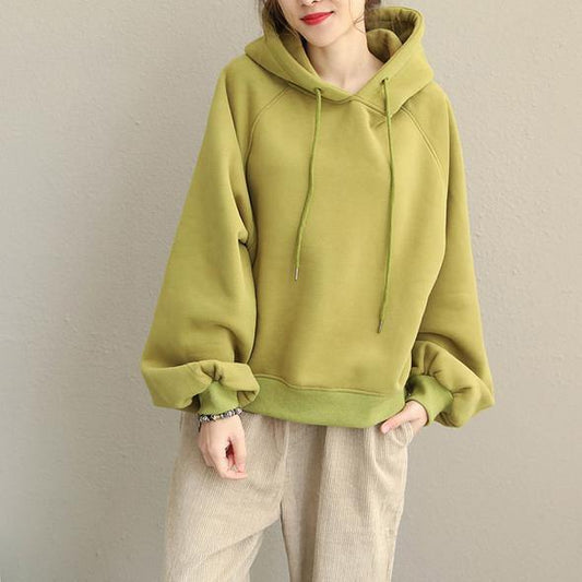 2019 Cute Yellow And Purple Brushed Hoodie Fleece For Women - SooLinen