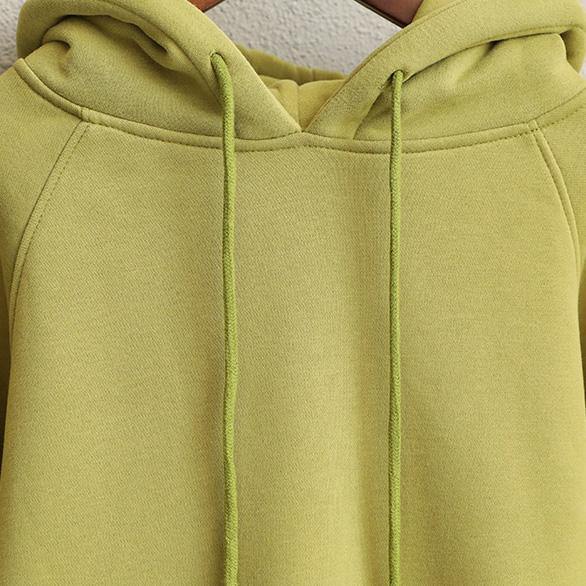 2019 Cute Yellow And Purple Brushed Hoodie Fleece For Women - SooLinen