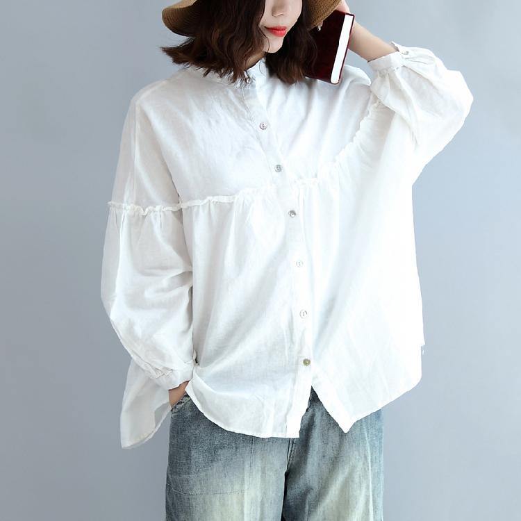 2018 spring white cotton tops plus size cotton shirts women blouses - SooLinen