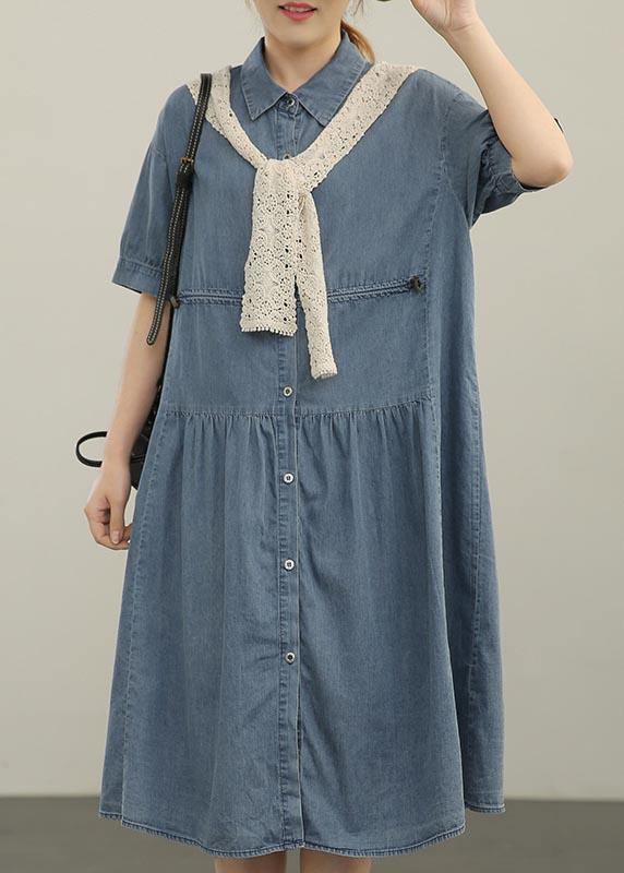 2021 Wash Casual Lace Shawl Two Piece Denim Dress - SooLinen