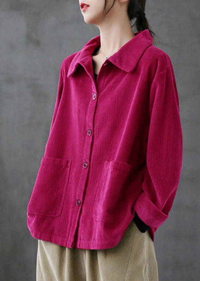 Poignes en rose Loose Shirt Top à manches longues à manches longues