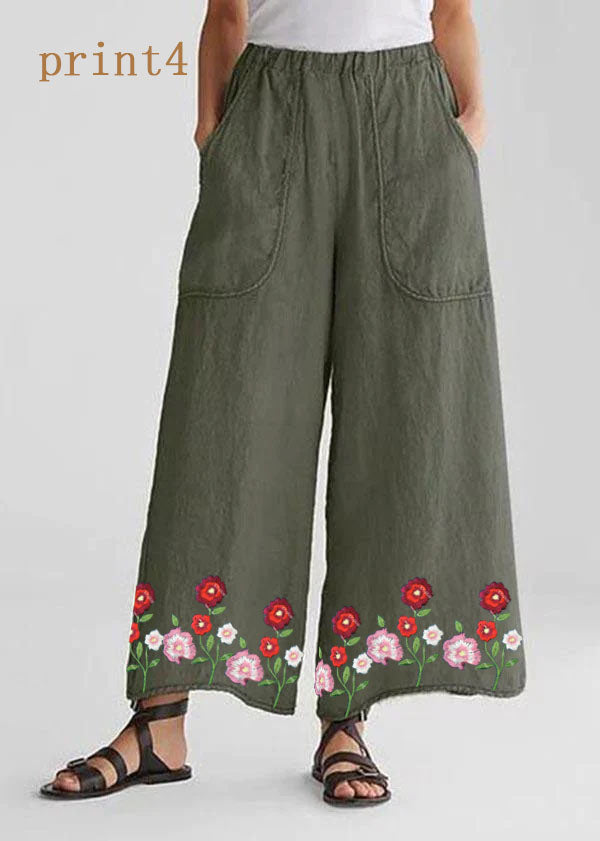 Pantalon décontracté à jambe large lâche de coton