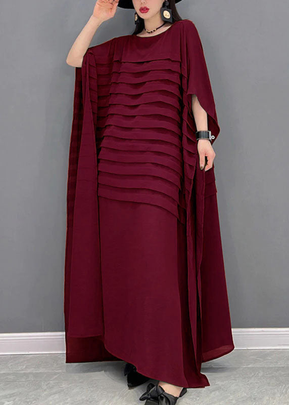 Bohemian Blue O-Neck Striped Mariffon Murkle Robe Batwing Sleeve