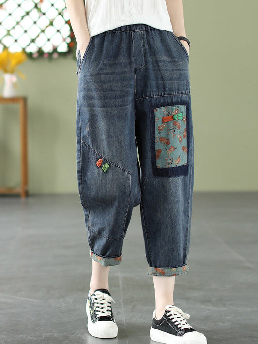 Pantalon de jean rétro artistique vintage