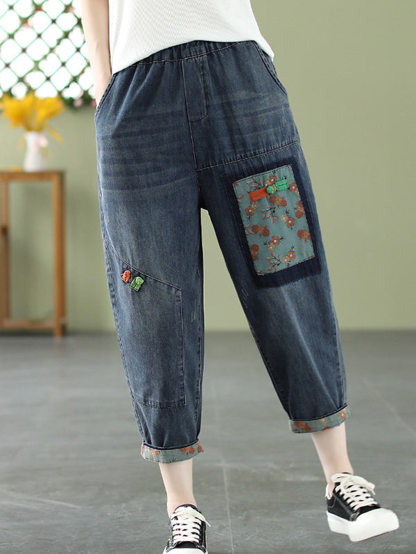 Pantalon de jean rétro artistique vintage