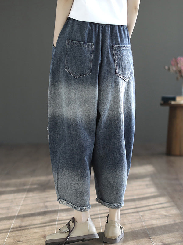 Élasticité creux vintage Nizh pantalon en denim