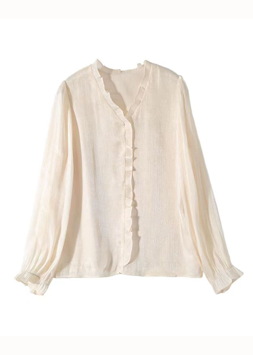 Art Abricot Ruffled Patchwork Mariffon Shirt Top Spring