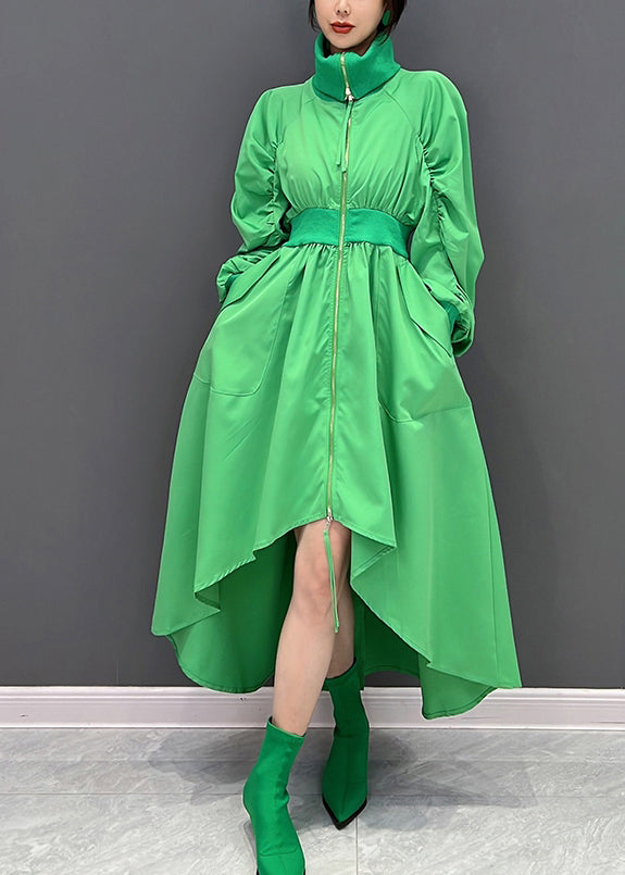 Art Green Coldurtleneck Robes maxi à tuniques zippées automne