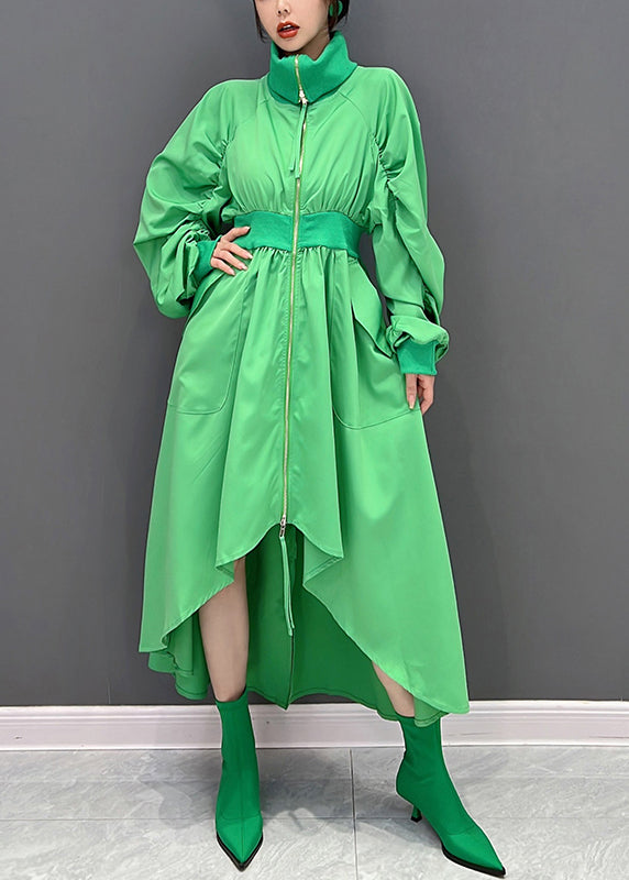 Art Green Coldurtleneck Robes maxi à tuniques zippées automne