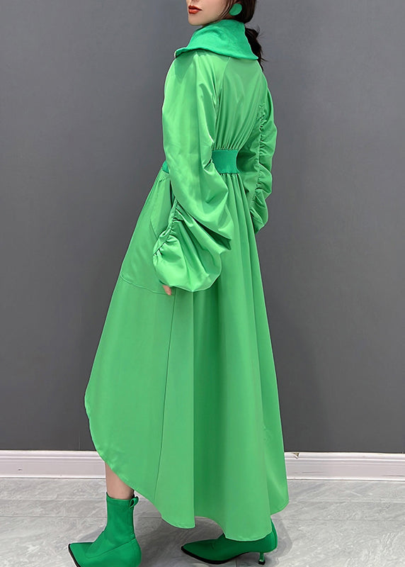 Art Green Coldurtleneck Robes maxi à tuniques zippées automne