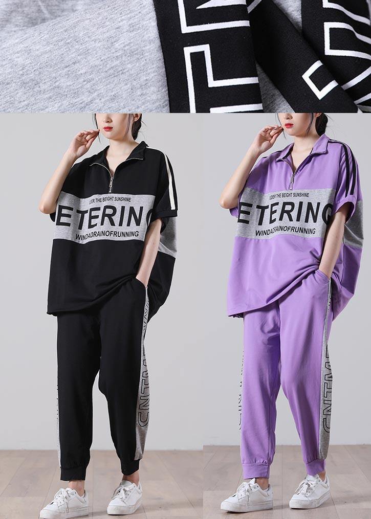 Art Grey low high design Two Pieces Set Summer Cotton - SooLinen