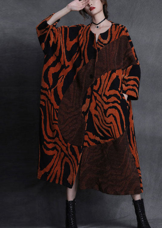 Art Orange Patchwork Button Fashion Fall Fall Woolen Coats