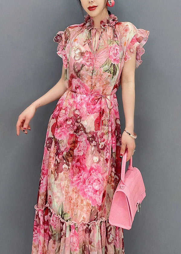 Art Pink Ruffled Primp Patchwork Mariffon Two Piece Set Robes Summer