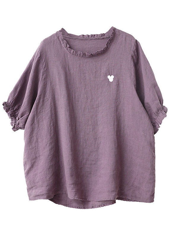 Art Purple Loose Asymétrical Design Fall Fall Half Mancheve Top