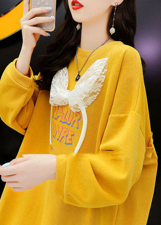 Art Yellow Graphic The rabbit wool Sweatshirt Street wear Winter