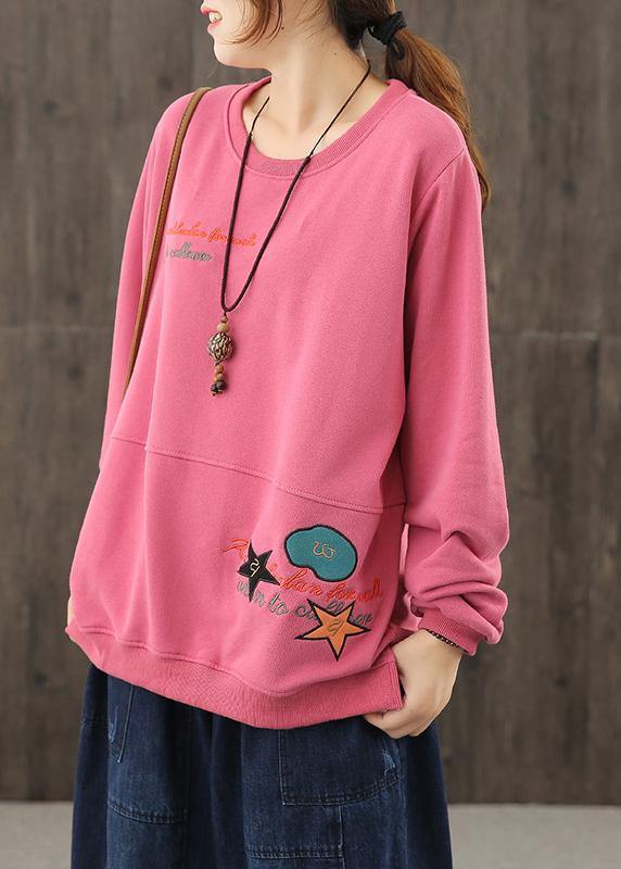 Art o neck crane tops Wardrobes pink Cartoon print tops - SooLinen