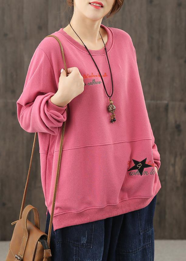 Art o neck crane tops Wardrobes pink Cartoon print tops - SooLinen