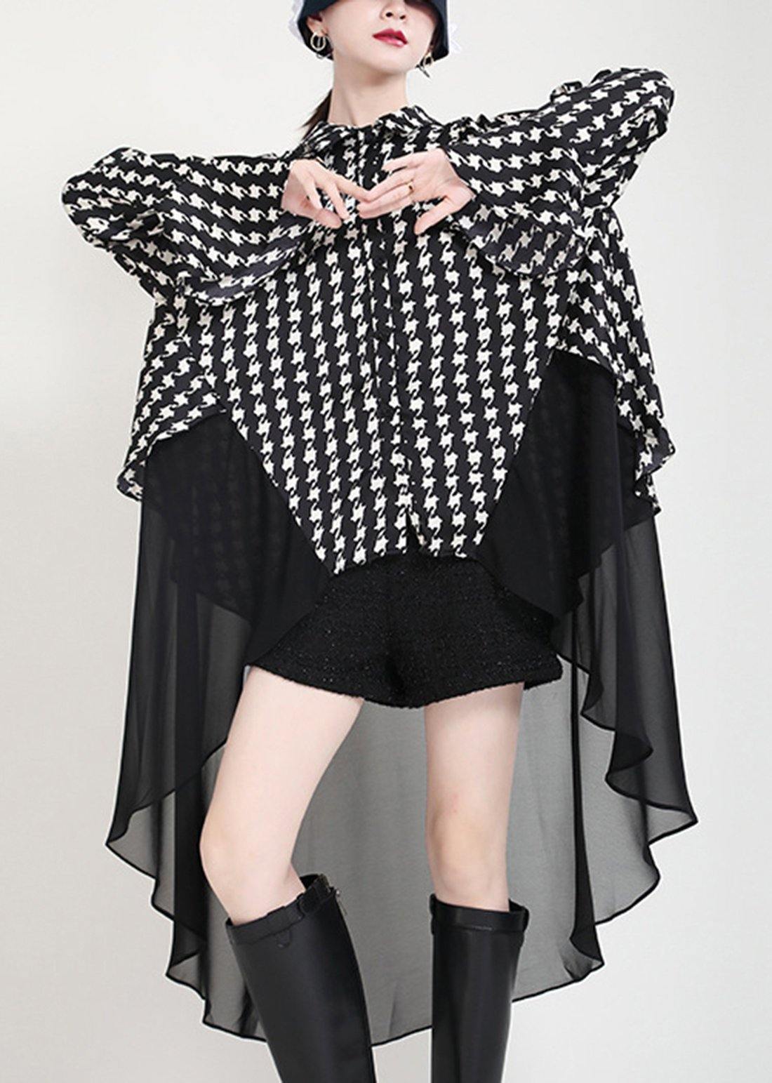 Beautiful Black Print flare sleeve Chiffon Jacket Summer - SooLinen