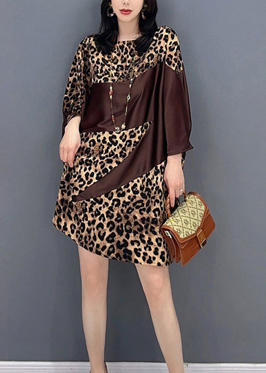 Beau chocolat O-Leck Leopard Imprimé robes maxi printemps