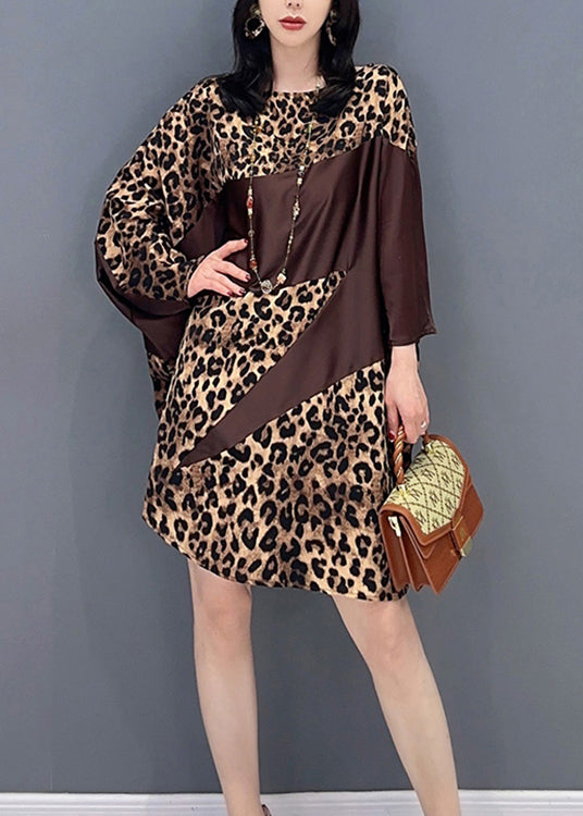 Beau chocolat O-Leck Leopard Imprimé robes maxi printemps