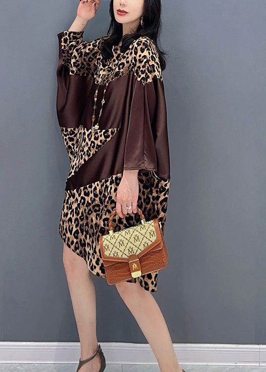 Beau chocolat O-Leck Leopard Imprimé robes maxi printemps