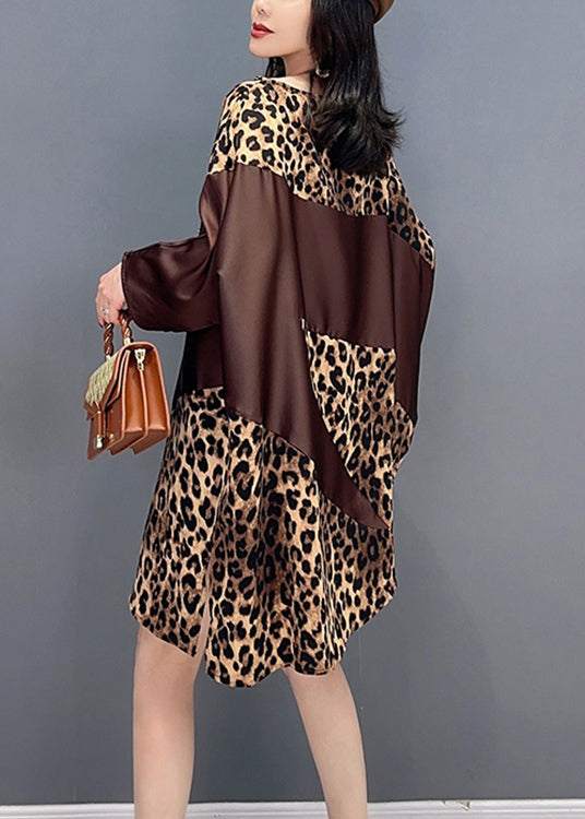 Beau chocolat O-Leck Leopard Imprimé robes maxi printemps